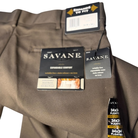 Savane Mens Pleated Front Birch 34Wx34L Expandable Comfort Wrinkle Free 10729716 - Picture 14 of 17